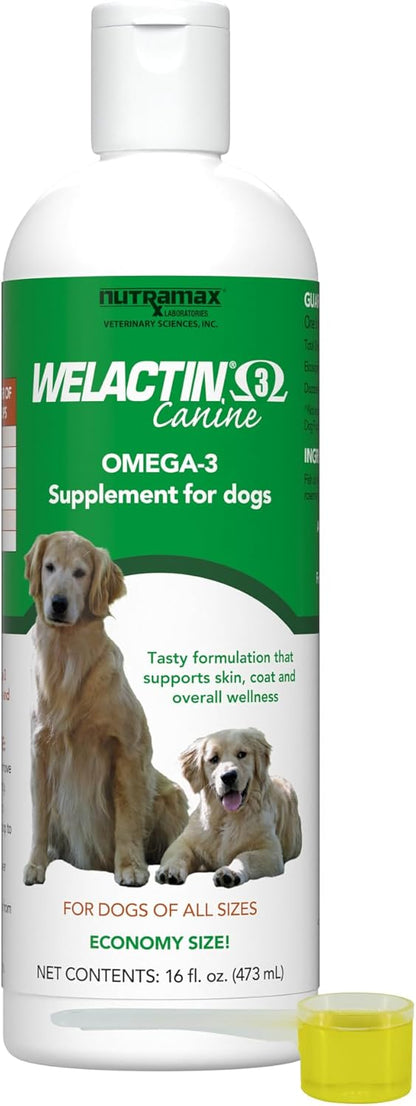 Nutramax Welactin Omega-3 Fish Oil for Dogs - 473 ml Liquid (3-Pack)