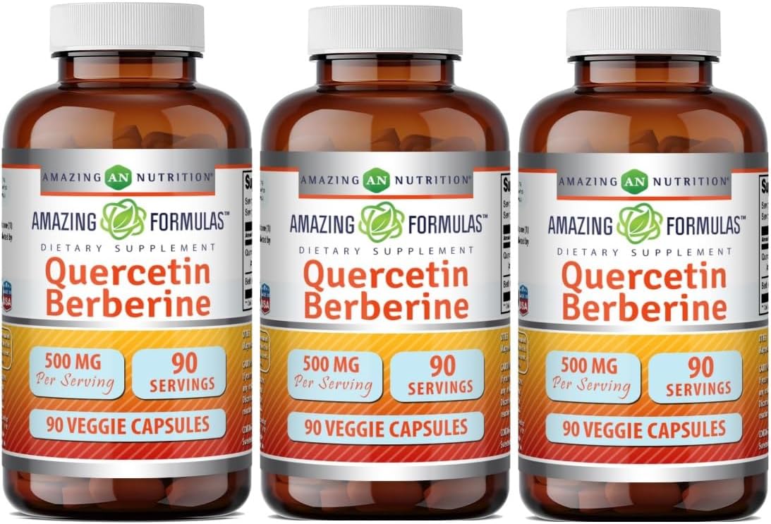 Amazing Formulae Quercetin Berberine - 250mg Berberine and 250mg Quercetin, 180 Vegetable Capsules | Non-GMO | Gluten-Free | Made in the USA | Suitable for Vegetarians - görsel 7