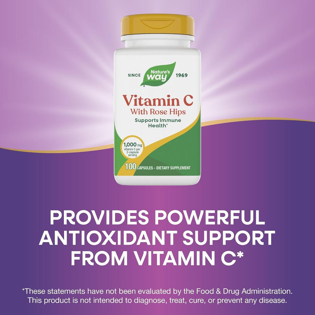 Nature's Way Vitamin C-500 with Rosehips, 1000 mg per Serving, 100 Capsules - görsel 4
