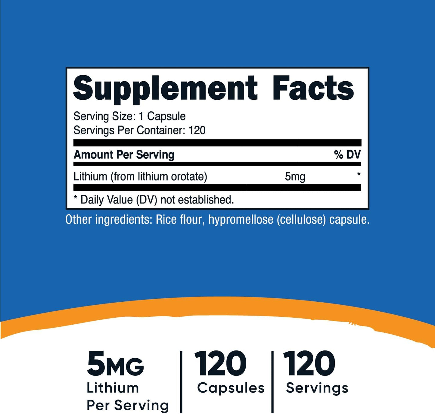 Nutricost Lithium Orotate 5mg, 120 Vegetarian Capsules - görsel 2