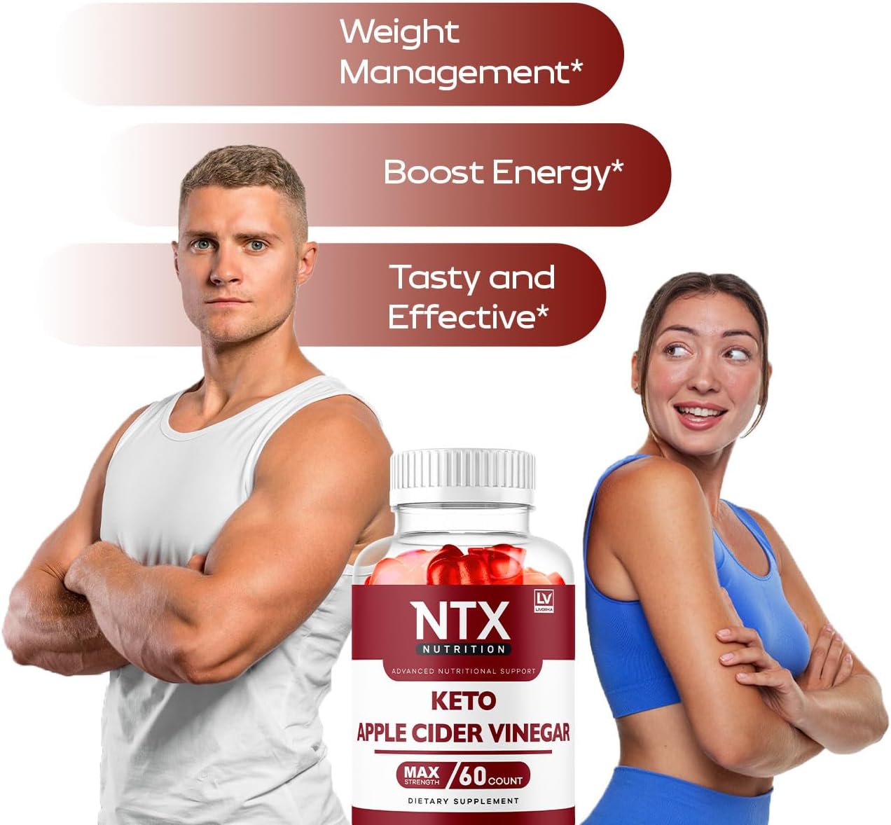 NTX Keto Gummies - Apple Cider Vinegar Supplement (3 Pack, 180 Gummies) - görsel 2