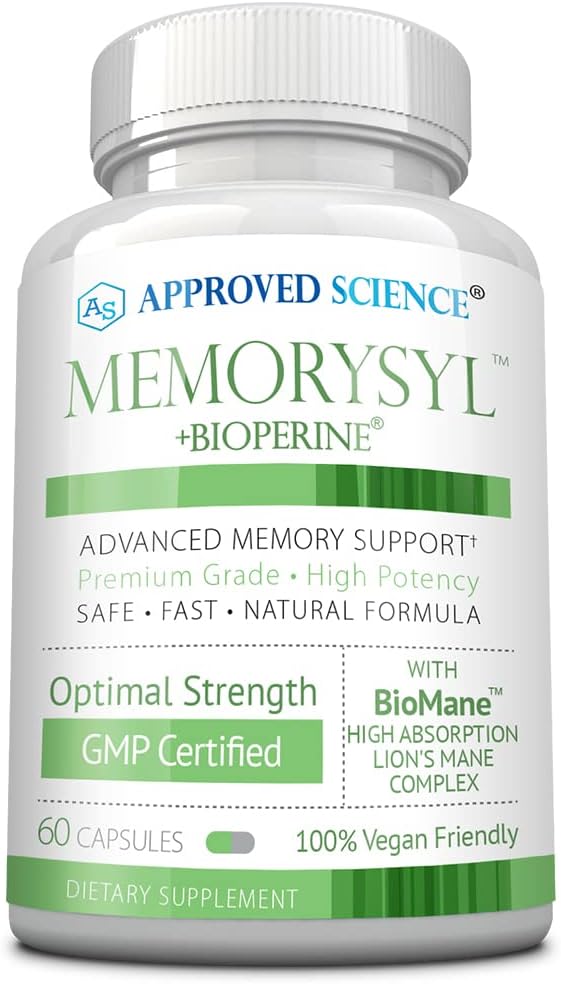 Approved Science MemorySyl – Memory & Focus Supplement with Lion's Mane and BioPerine – 60 Vegan Capsules - görsel 1