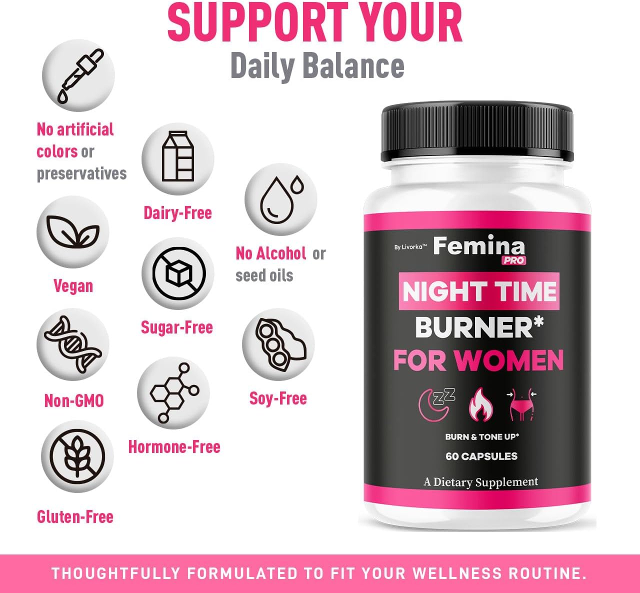FeminaPro Nighttime Advanced Formula - 60 Capsules - görsel 5