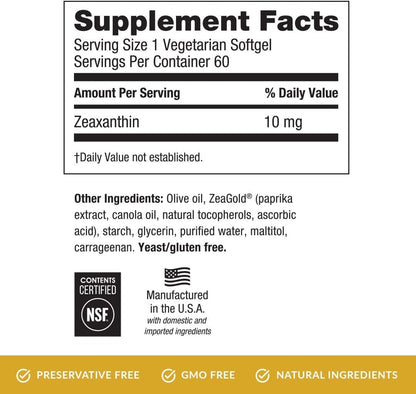 EyePromise Zeaxanthin Eye Health Supplements - 60 Soft gel capsules, 60-Day Supply