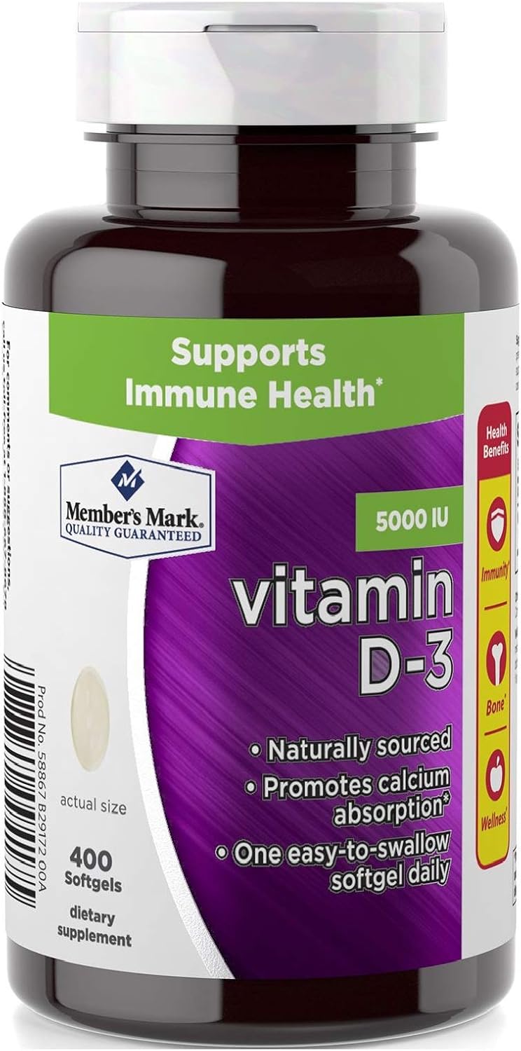 Member's Mark Vitamin D3 5000 IU Food Supplement (400 Softgels) - görsel 1