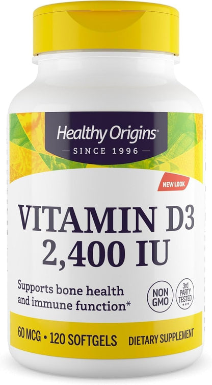 Healthy Origins Vitamin D3 2,400 IU Softgels – 360 Count