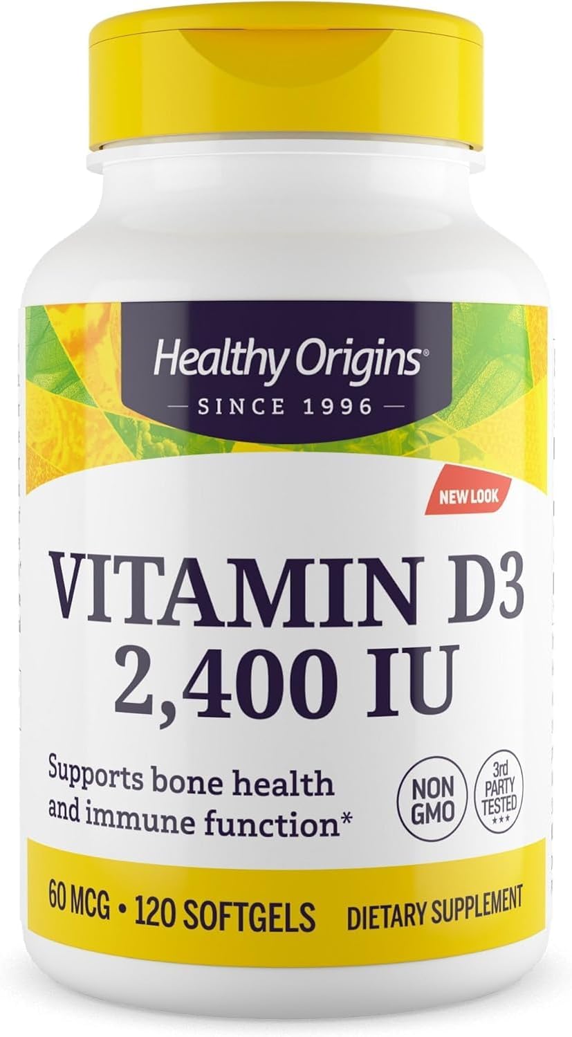 Healthy Origins Vitamin D3 2,400 IU Liquid Soft Gels, 120 Count - görsel 1