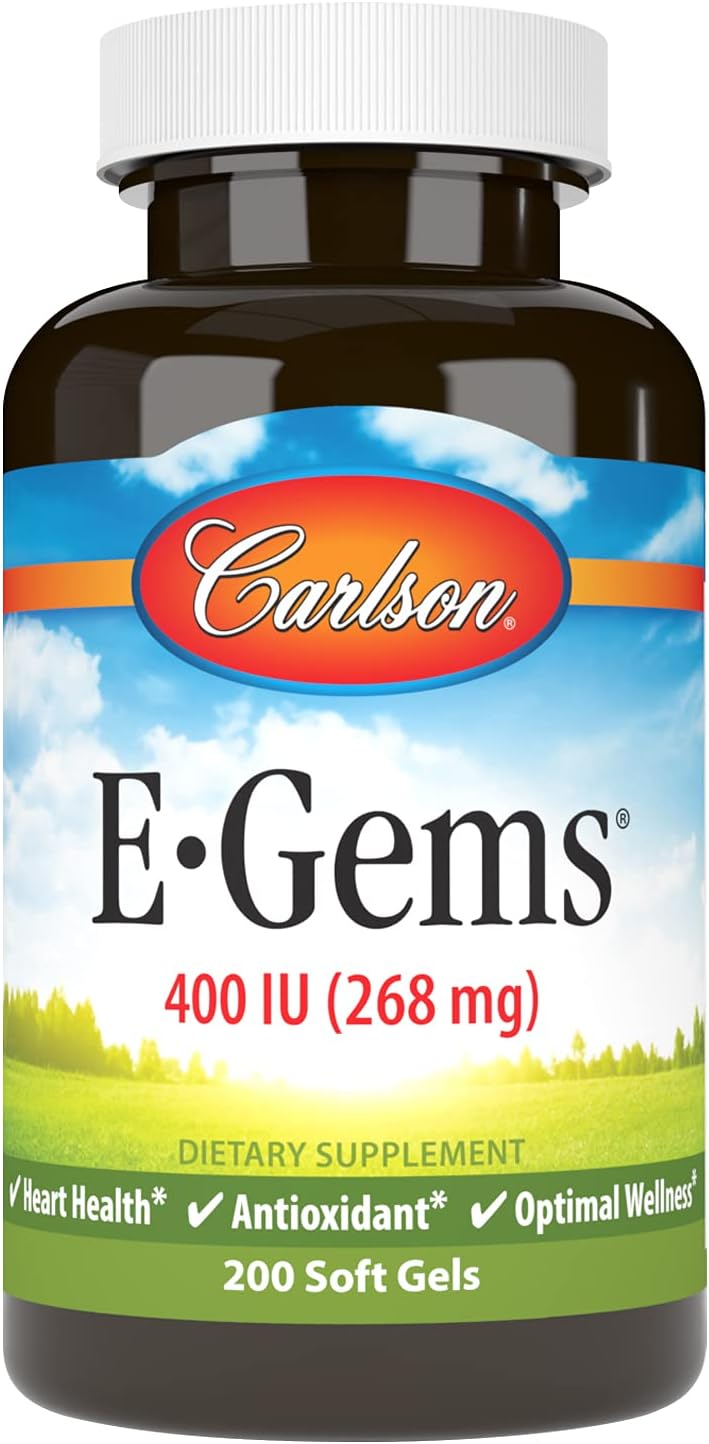 Carlson E-Gems Vitamin E 400 IU – Cardiovascular Health & Antioxidant Support, 200 Softgels - görsel 5
