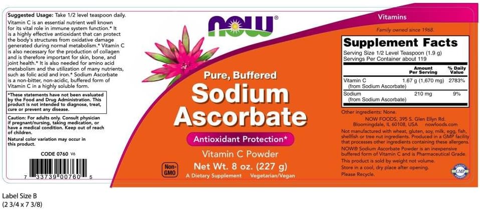 NOW Foods Sodium Ascorbate Powder, 227 g (Pack of 2) - görsel 2