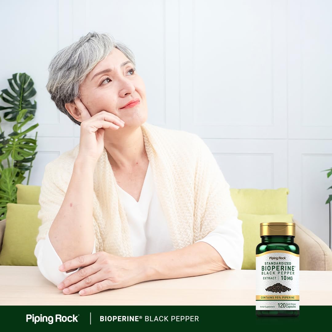 Piping Rock Bioperine Supplement 10mg | 120 Capsules | Black Pepper Extract | 95% Piperine | Gluten-free, Non-GM - görsel 6