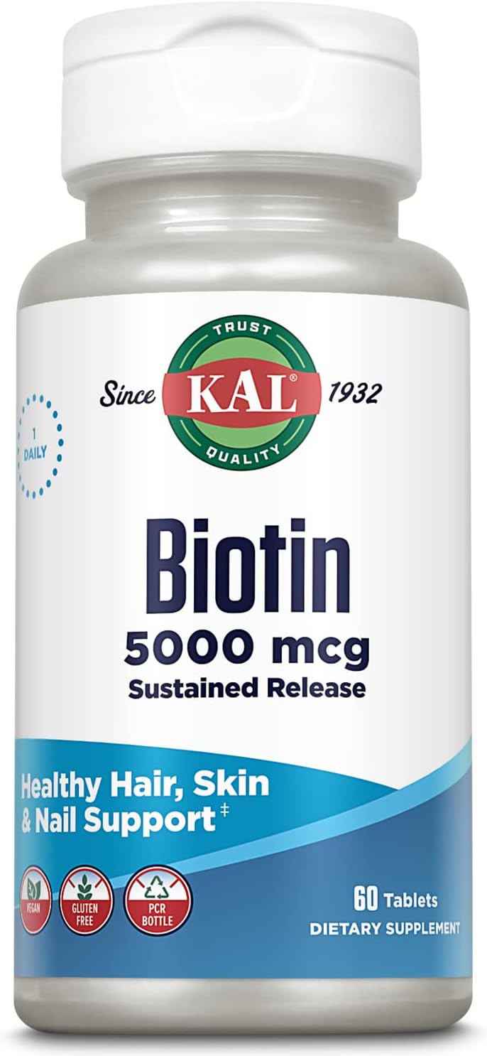 KAL Biotin 5000 TR Tablets, 5000 mcg, 60 Count - görsel 1