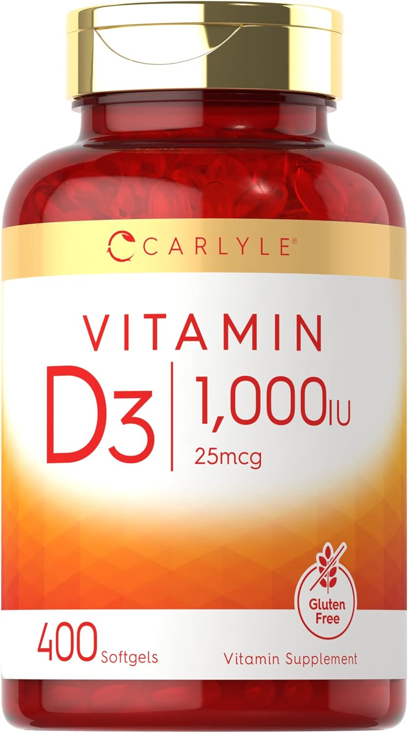 Carlyle Vitamin D3 1000 IU | 25 mcg | 400 Softgels | High Potency | Non-GM & Gluten-free Supplement - görsel 1