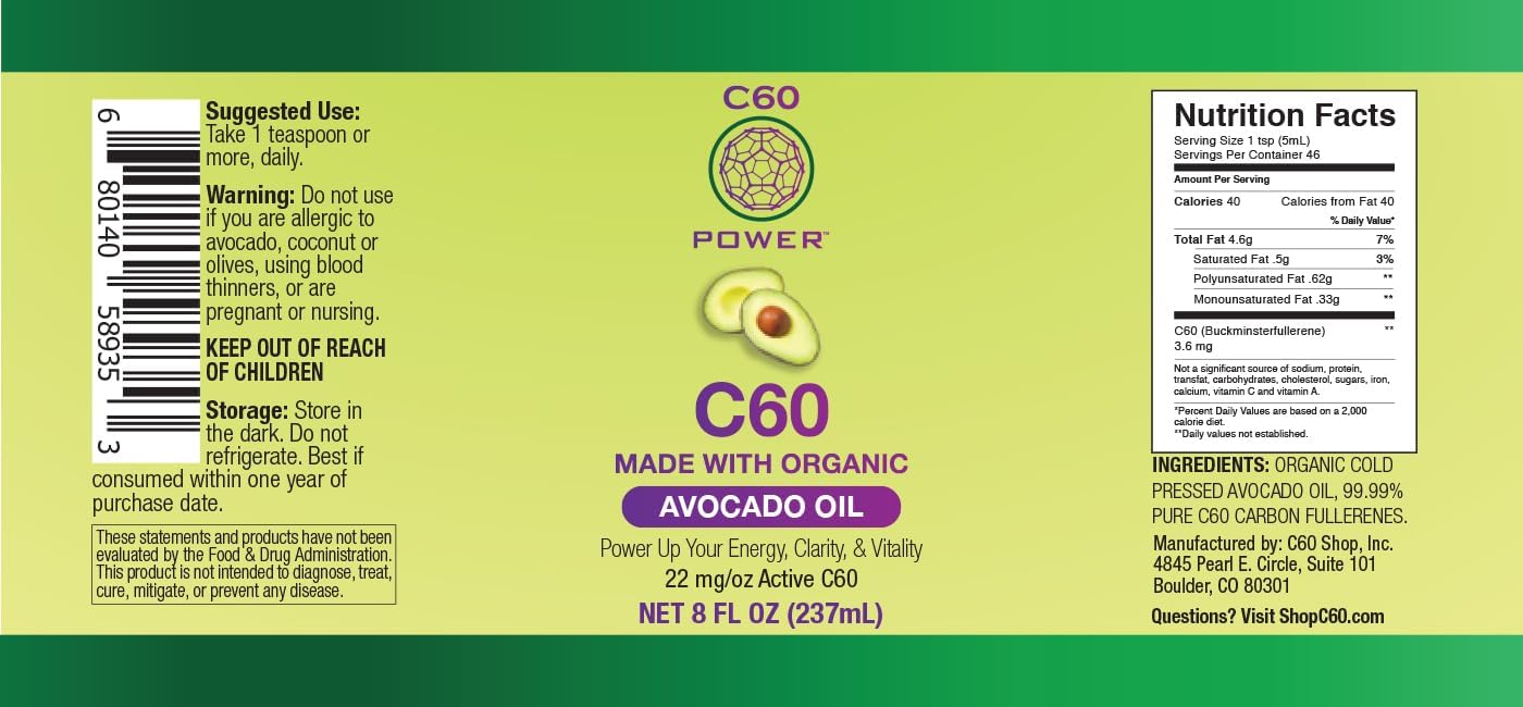 C60 Power - Organic Avocado Oil with 99.99% Pure C60 - görsel 5