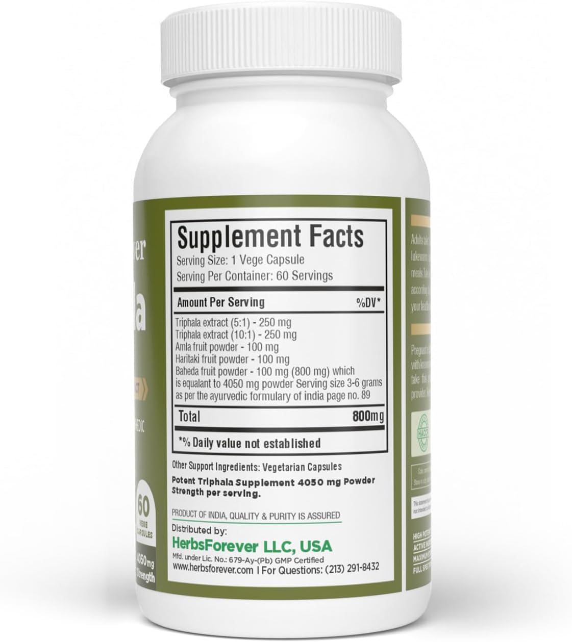 Herbsforever Triphala Capsules – 8:1 Extract (Amla, Haritaki, Bibhitaki) – 60 Vegetarian Capsules - görsel 3