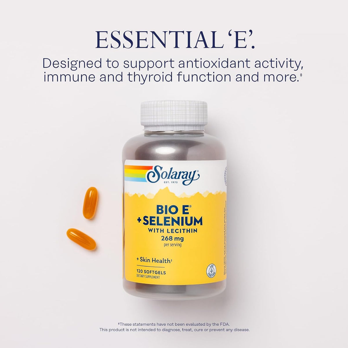 Solaray Bio E with Selenium - 400 IU Natural Vitamin E Supplement (120 Softgels) - görsel 3