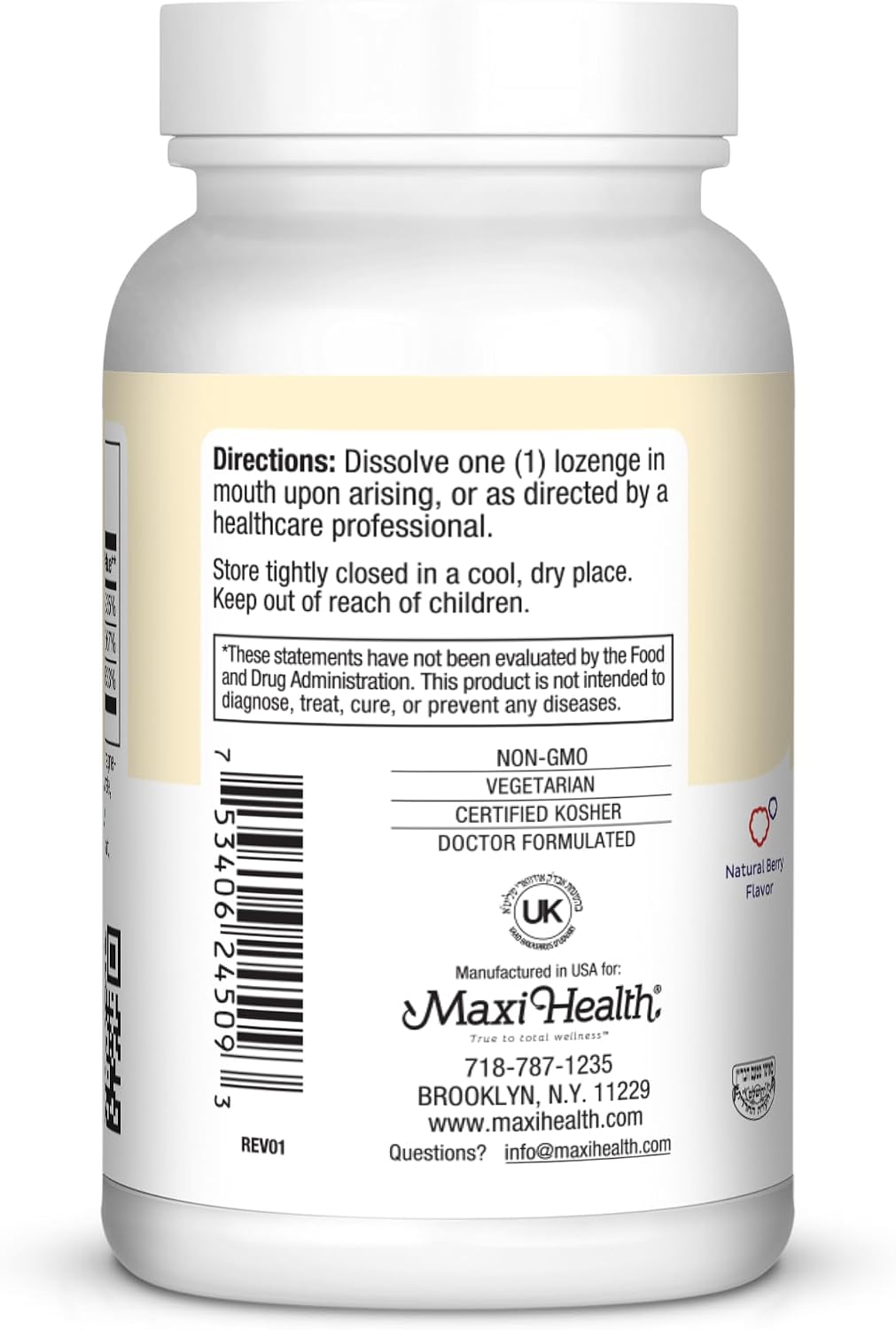 Maxi Health Triple B Lozenges - Vitamin B12 & B6 & Biotin - Strawberry Flavour - 90 Chewies - Kosher - görsel 3