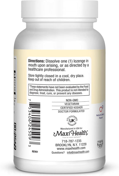 Maxi Health Triple B Lozenges - Vitamin B12 & B6 & Biotin - Strawberry Flavour - 90 Chewies - Kosher