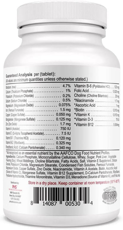 Vita-Tabs for Dogs Multivitamin & Mineral Supplement - 60 Chewable Tablets