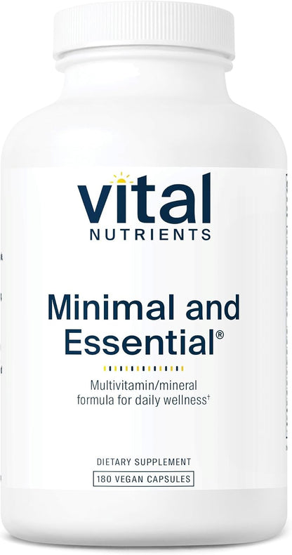 Vital Nutrients Minimal and Essential Multivitamin - Methylated B12, Iron-Free, 180 Vegetarian Capsules