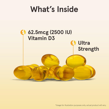 Jarrow Formulae Vitamin D3 62.5 mcg (2,500 IU) Softgels – 100 Count