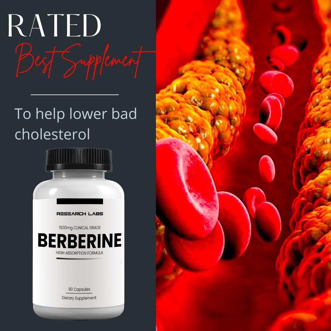 Research Labs Berberine 1500mg – High Absorption Clinical Grade Formula with BerberQuil™ Support, 180 Capsules - görsel 4