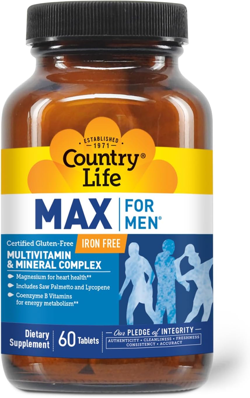Country Life Max for Men Multivitamin & Mineral Complex - Iron-Free, Vegetarian Tablets, 60 Tablets - görsel 3