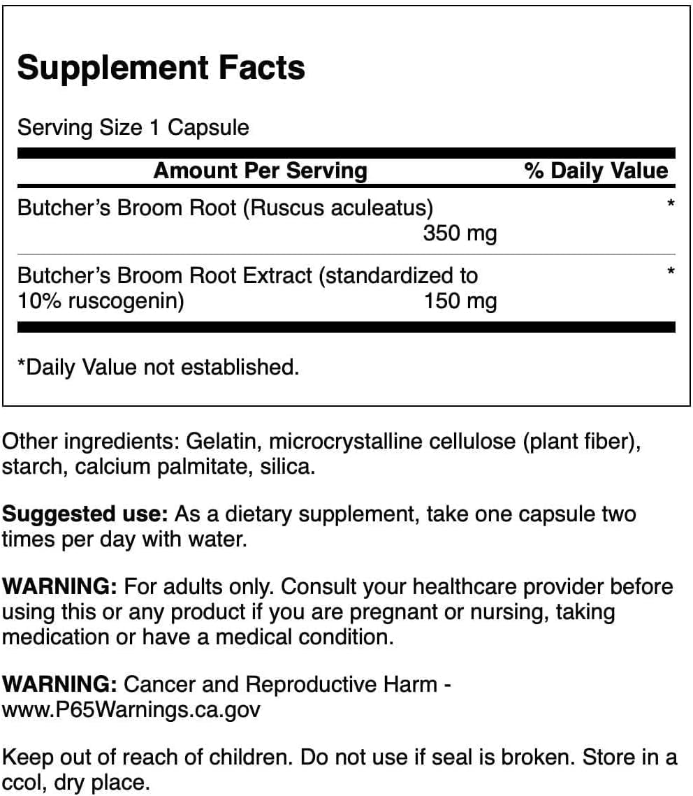 Swanson Butcher's Broom (Standardised) 150 mg, 120 Capsules - görsel 2
