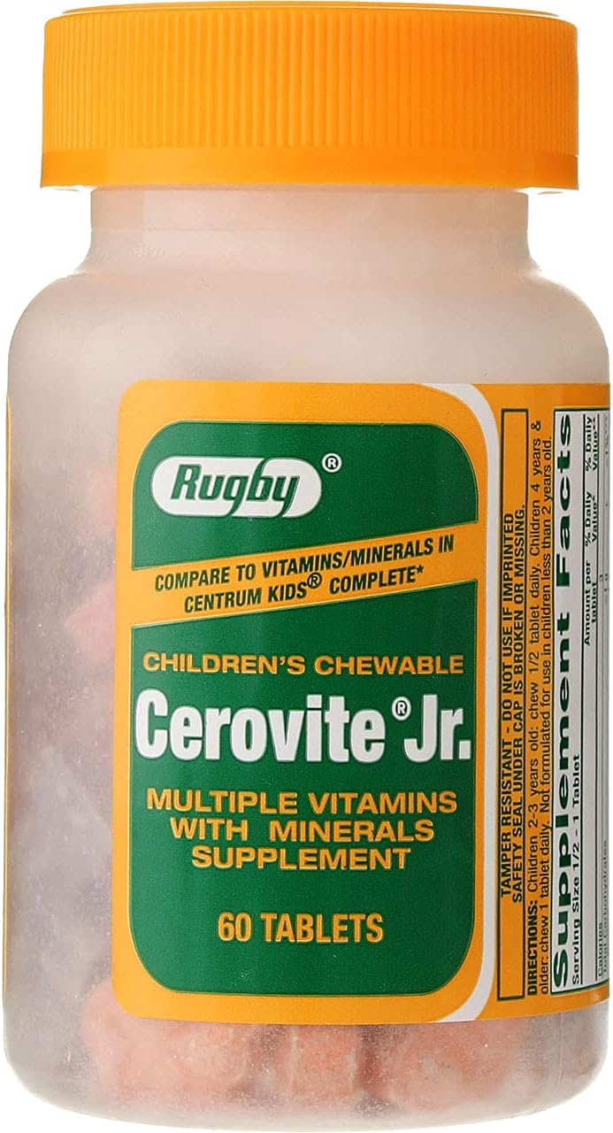 Rugby Cerovite Jr. Children's Chewable Multivitamin, 60 Tablets - görsel 1