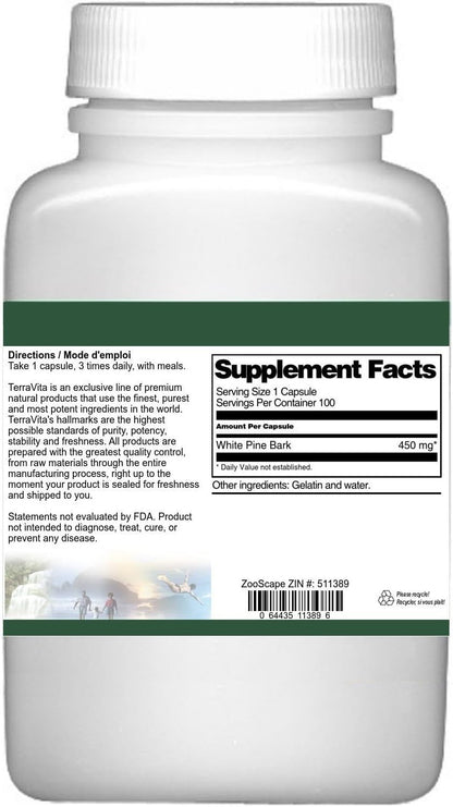 White Pine Bark - 450 mg (100 Capsules)