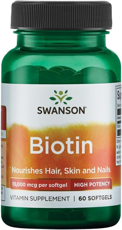 Swanson Super Strength Biotin 10000 mcg - 60 Softgels