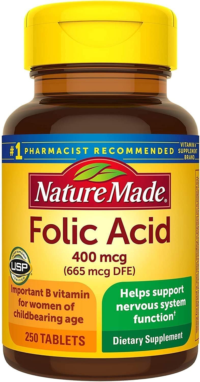 Nature Made Folic Acid 400 mcg Tablets, 250 Tablets - görsel 1