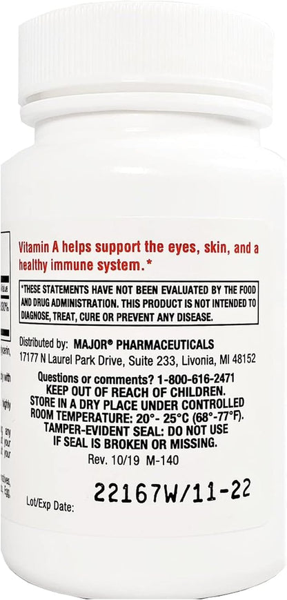 Major Vitamin A Capsules, 100 Softgels