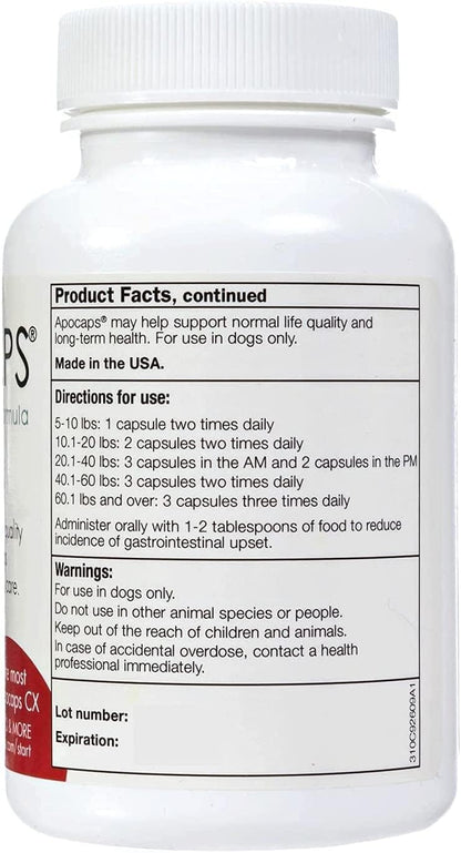 Apocaps CX Vet-Formulated Apoptogen Formula for Dogs - Milk Thistle, Turmeric, Apigenin & Luteolin - Formulated to Help Maintain Normal Cell Renewal, Immune & Liver Health - Senior Dogs - 90 Capsules