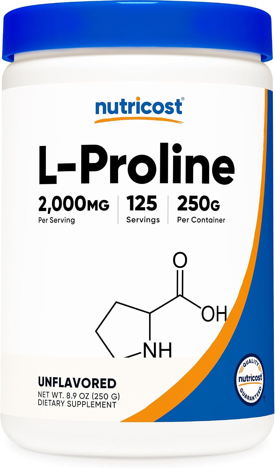 Nutricost L-Proline Powder 250g – 2,000mg Per Serving, Non-GM - görsel 1