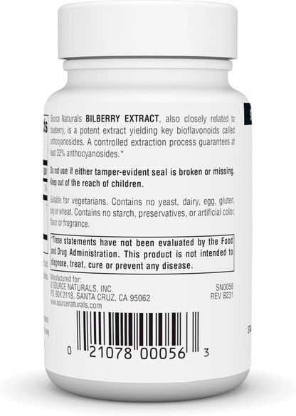 Source Naturals Bilberry Extract Standardised Botanical Antioxidant - 100 mg, 120 Tablets