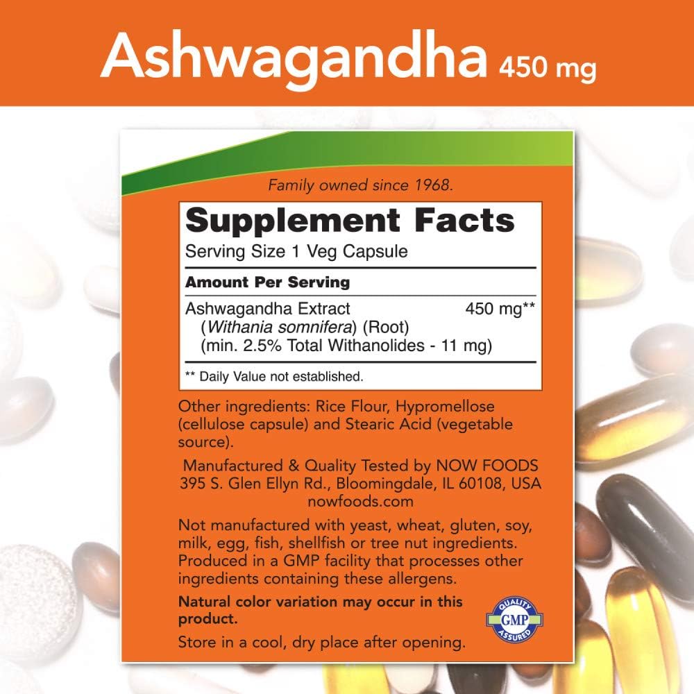 NOW Foods Ashwagandha Extract 450mg, 90 Veg Capsules (Pack of 2) - görsel 2
