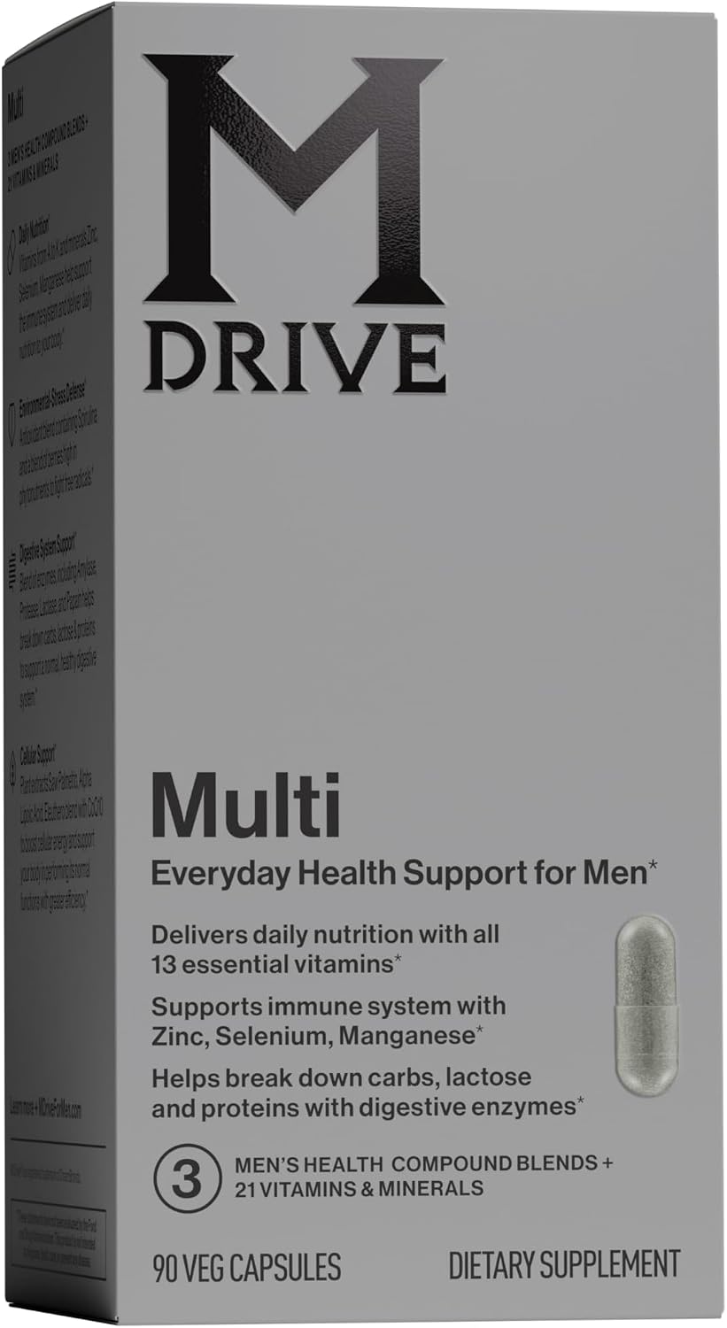 Mdrive Men's Multivitamin - Daily Supplement with CoQ10, Digestive Enzymes, and Vitamin K2 (90 Capsules) - görsel 1