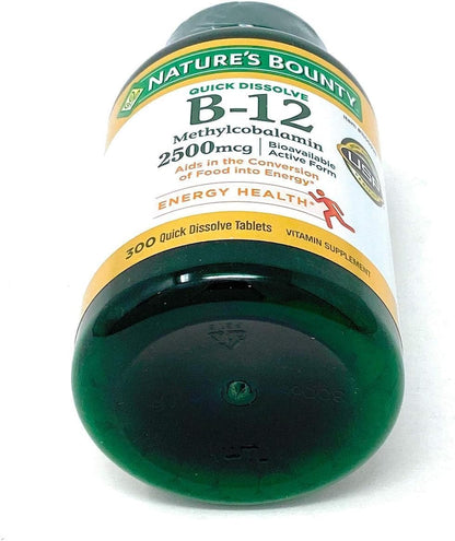 Nature's Bounty Vitamin B12 2500 µg, 300 Sublingual Tablets