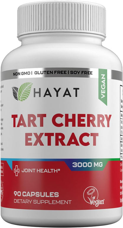 HAYAT Vitamins Vegan Natural Tart Cherry Extract 3000 mg, 3-Month Supply, 90 Capsules
