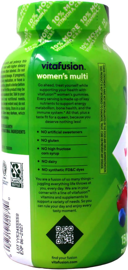 Vitafusion Women's Complete Multivitamin Gummies, Mixed Berry Flavour, 150 Gummies (3 Pack)