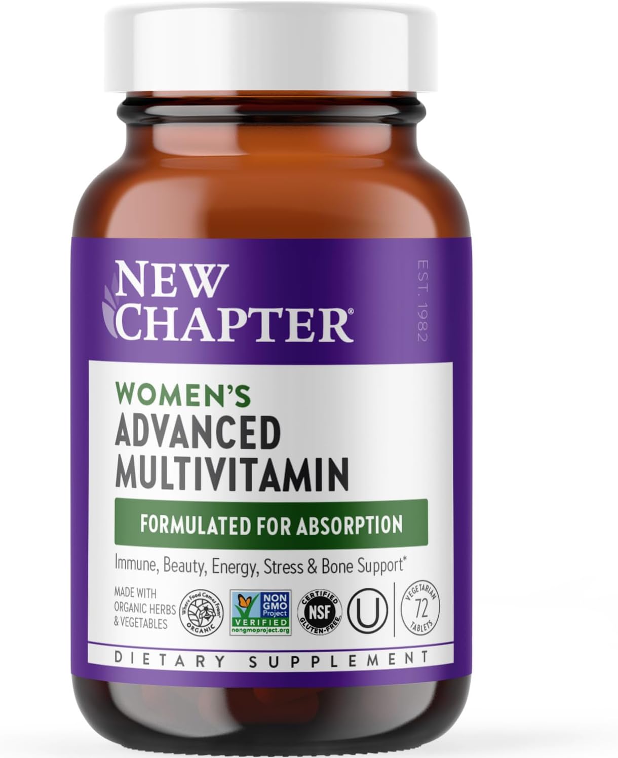 New Chapter Women's Multivitamin Advanced Formula – Fermented Whole-Food Nutrients with Iron & Vitamin D3, 72 Tablets - görsel 1