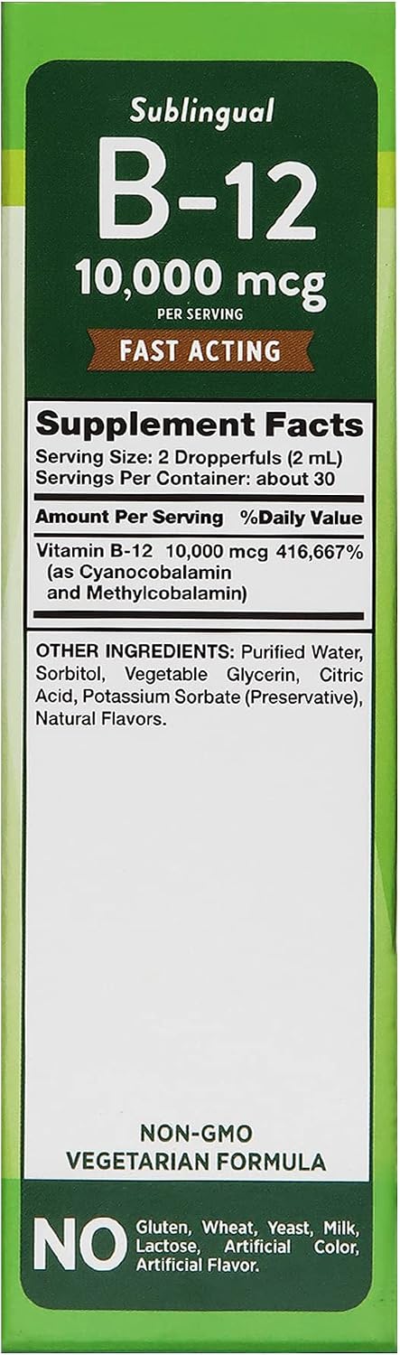 Nature's Truth Sublingual B-12 10,000 mcg Liquid - Natural Berry Flavour, 2 fl oz (Pack of 2) - görsel 2