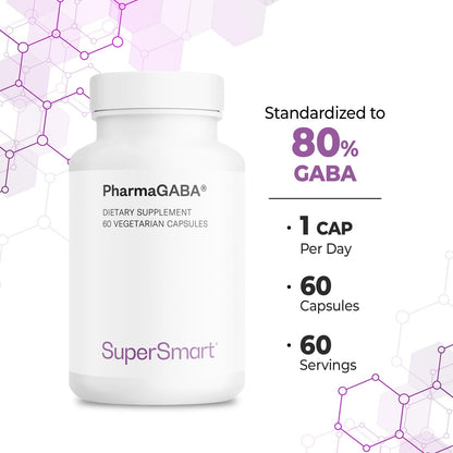 Supersmart Pharma GABA 125mg – Patented Natural GABA Food Supplement – 60 Capsules