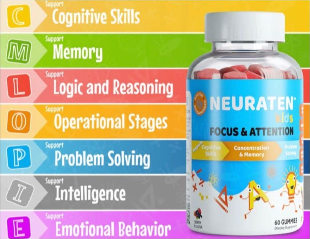 Neuraten Kids Focus & Attention Dietary Supplement - 60 Gummies (Berry) - görsel 2