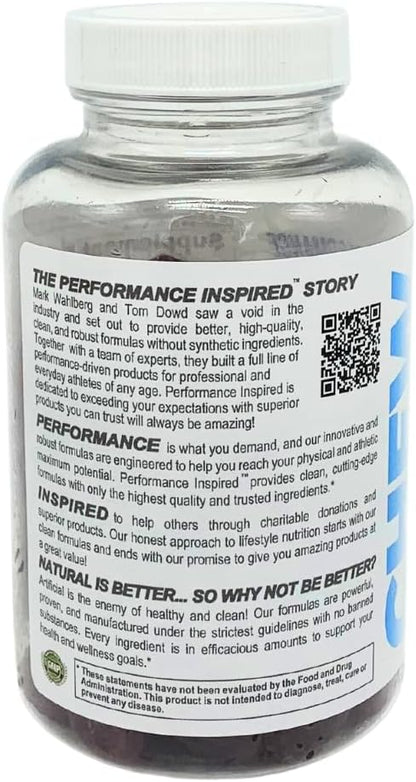 PERFORMANCE INSPIRED Nutrition Collagen + Biotin Gummies – Hydrolysed Marine Collagen – Supports Hair, Skin & Nails – Raspberry Flavour – 60 Count
