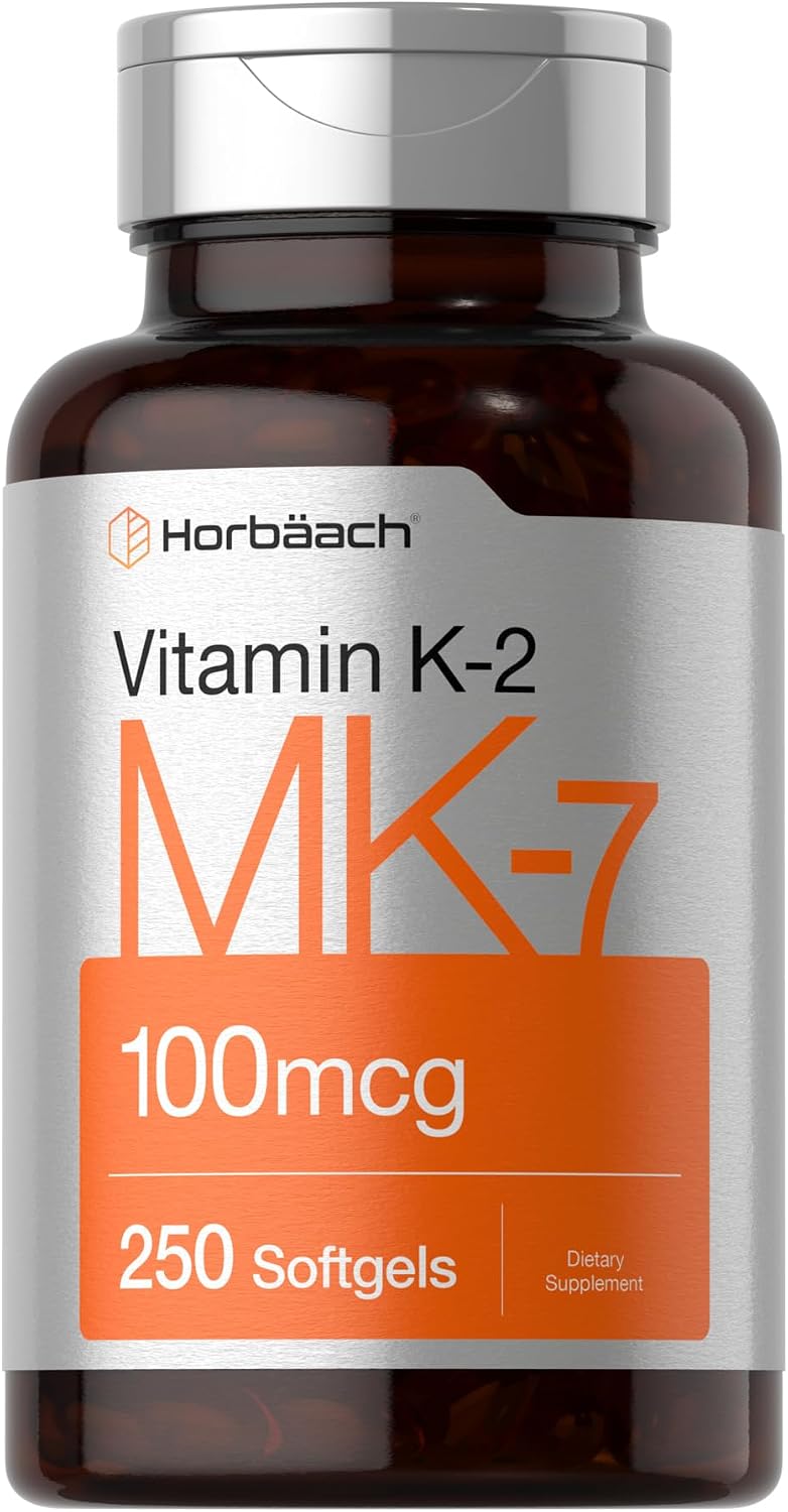 Horbäach Vitamin K2 MK7 100mcg | 250 Softgels | Non-GMO, Gluten-free Supplement - görsel 1