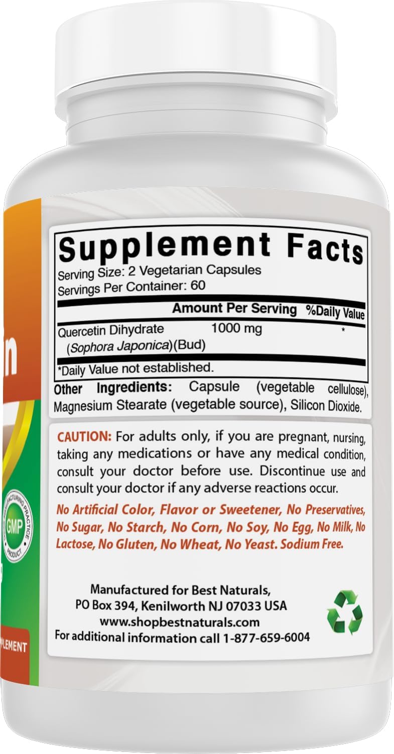 Best Naturals Quercetin 1000 mg - 120 Veggie Capsules, 3-Pack - görsel 6