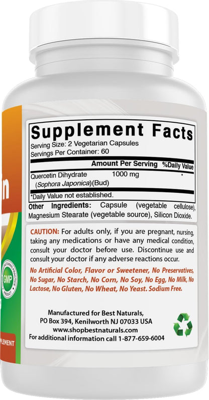 Best Naturals Quercetin 1000 mg - 120 Veggie Capsules, 3-Pack