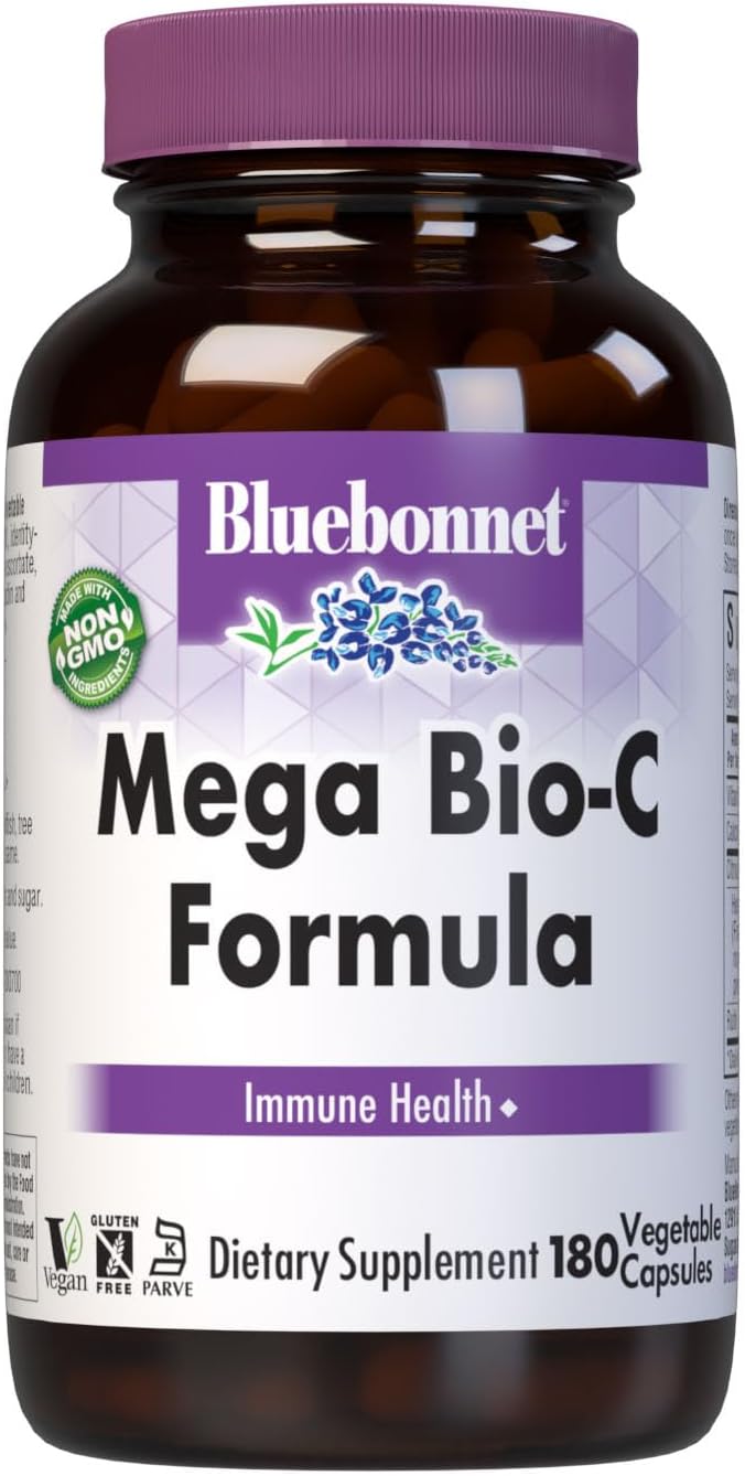 Bluebonnet Nutrition Mega Bio-C Formula – High Strength Buffered Vitamin C with Citrus Bioflavonoids and Rutin – 180 Vegetable Capsules - görsel 1