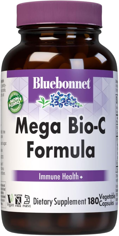 Bluebonnet Nutrition Mega Bio-C Formula – High Strength Buffered Vitamin C with Citrus Bioflavonoids and Rutin – 180 Vegetable Capsules